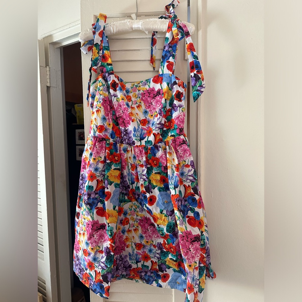 New York & Co. Printed Tie-Strap Flare Dress, Worn Once, Women's Medium.